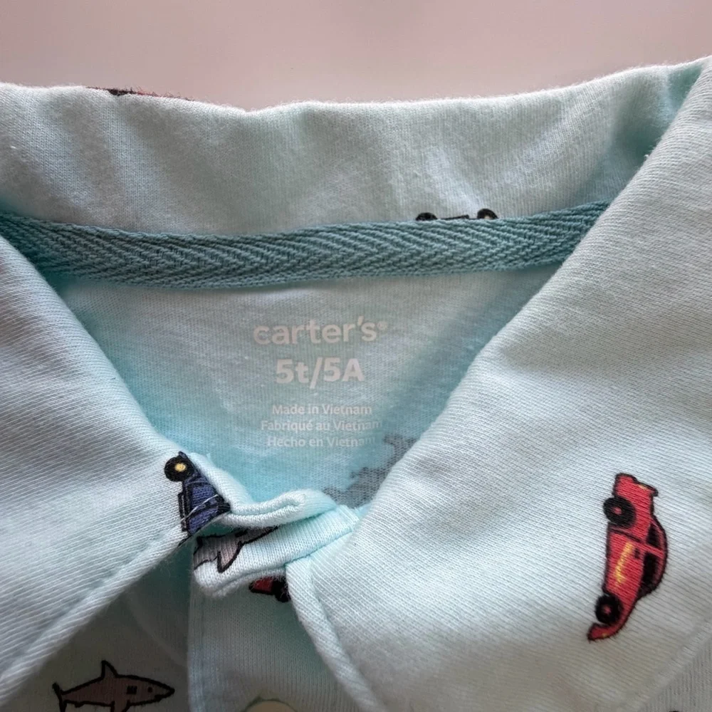 Carter's Aqua Polo with Animal Motifs